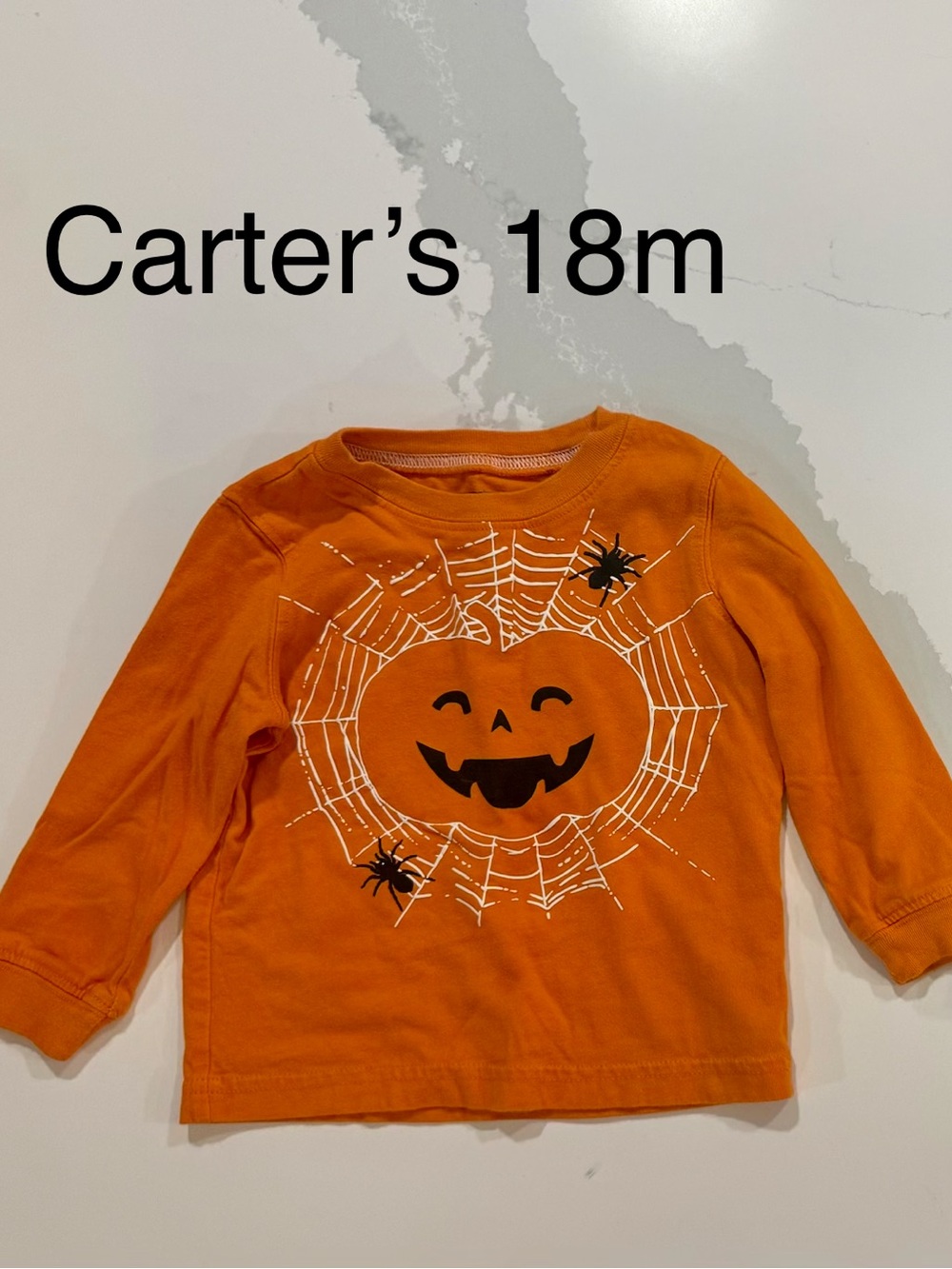 Carter's Orange Long-Sleeve Pumpkin & Spider Tee